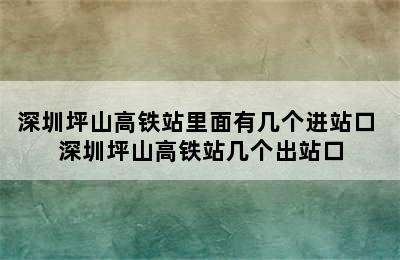 深圳坪山高铁站里面有几个进站口 深圳坪山高铁站几个出站口